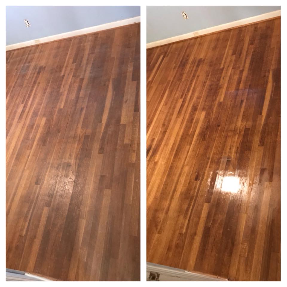 before and after wood floor cleaning